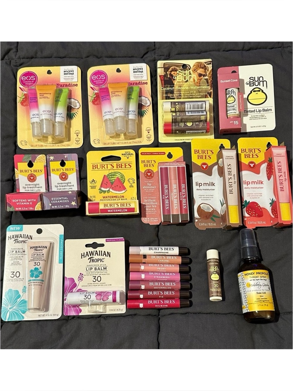 BRAND NEW HUGE BEAUTY BUNDLE - Burt's Bees, EOS, Sun Bum, Hawaiian Tropic & MORE